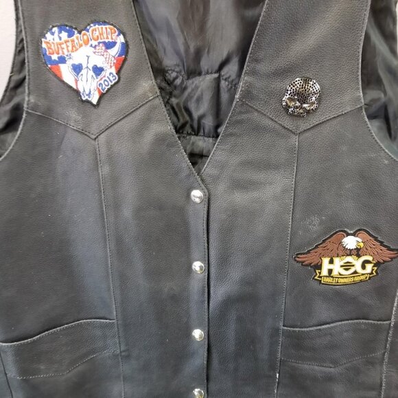 HOT LEATHER Black Motorcycle vest w/Extra patches - sz 2XL - Picture 3 of 9